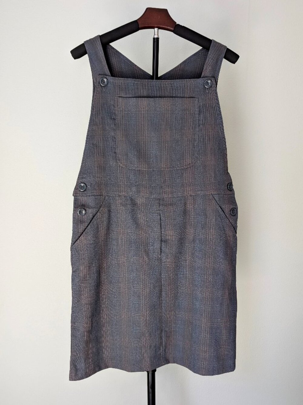 Wool Blend Utility Open Back Jumper Dress Gray Dark Academia Indie Hipster VTG